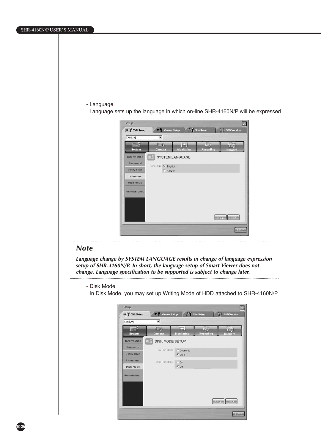 Samsung SHR-4160P, SHR-4160N user manual 10-35 