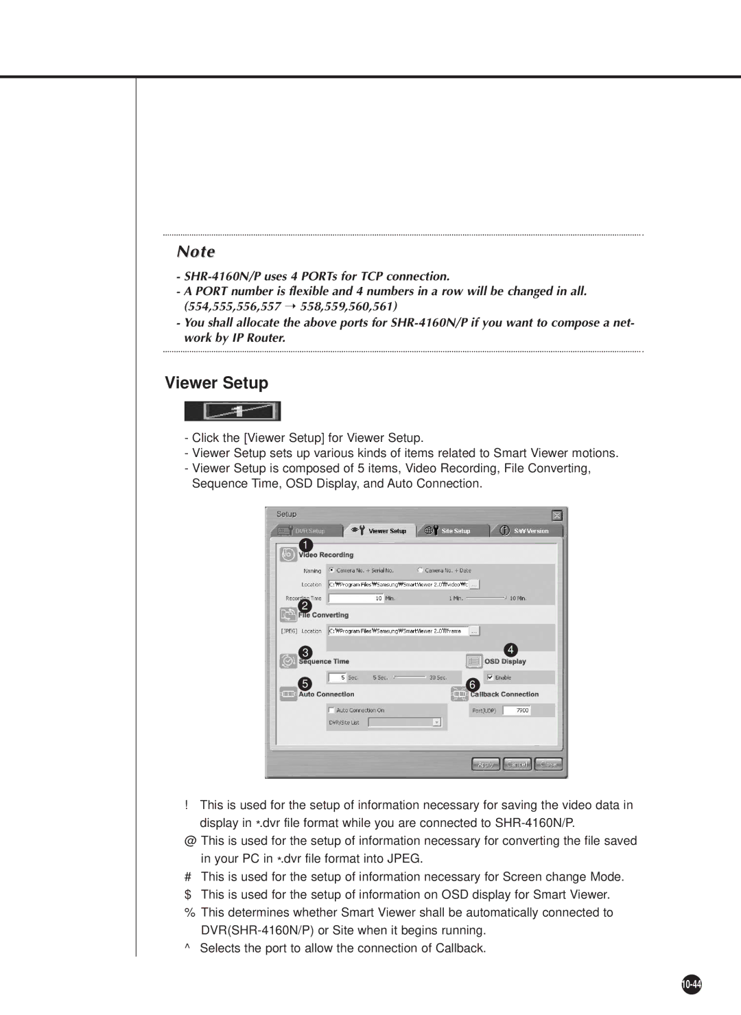 Samsung SHR-4160N, SHR-4160P user manual Viewer Setup 