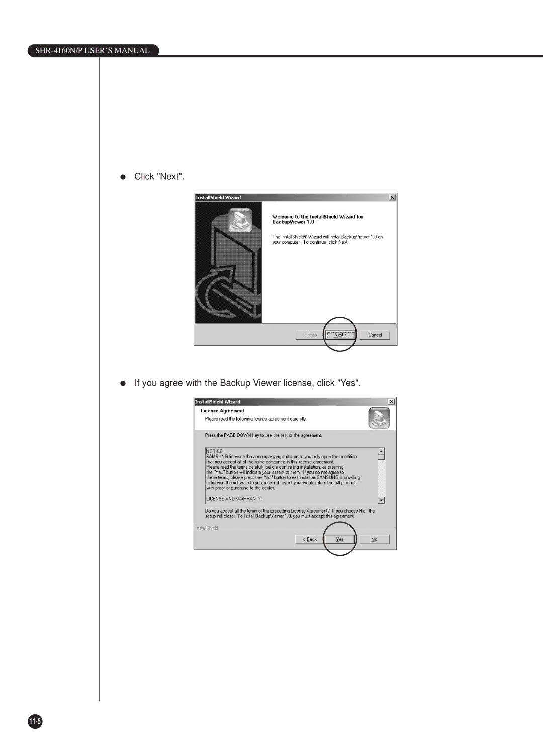 Samsung SHR-4160N, SHR-4160P user manual 11-5 