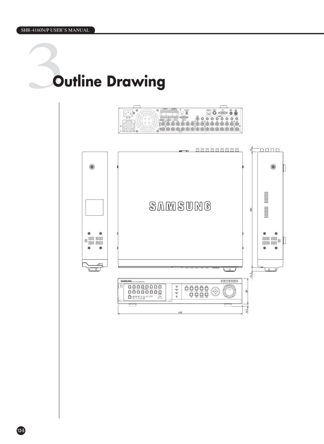 Samsung SHR-4160P, SHR-4160N user manual 3Outline Drawing 