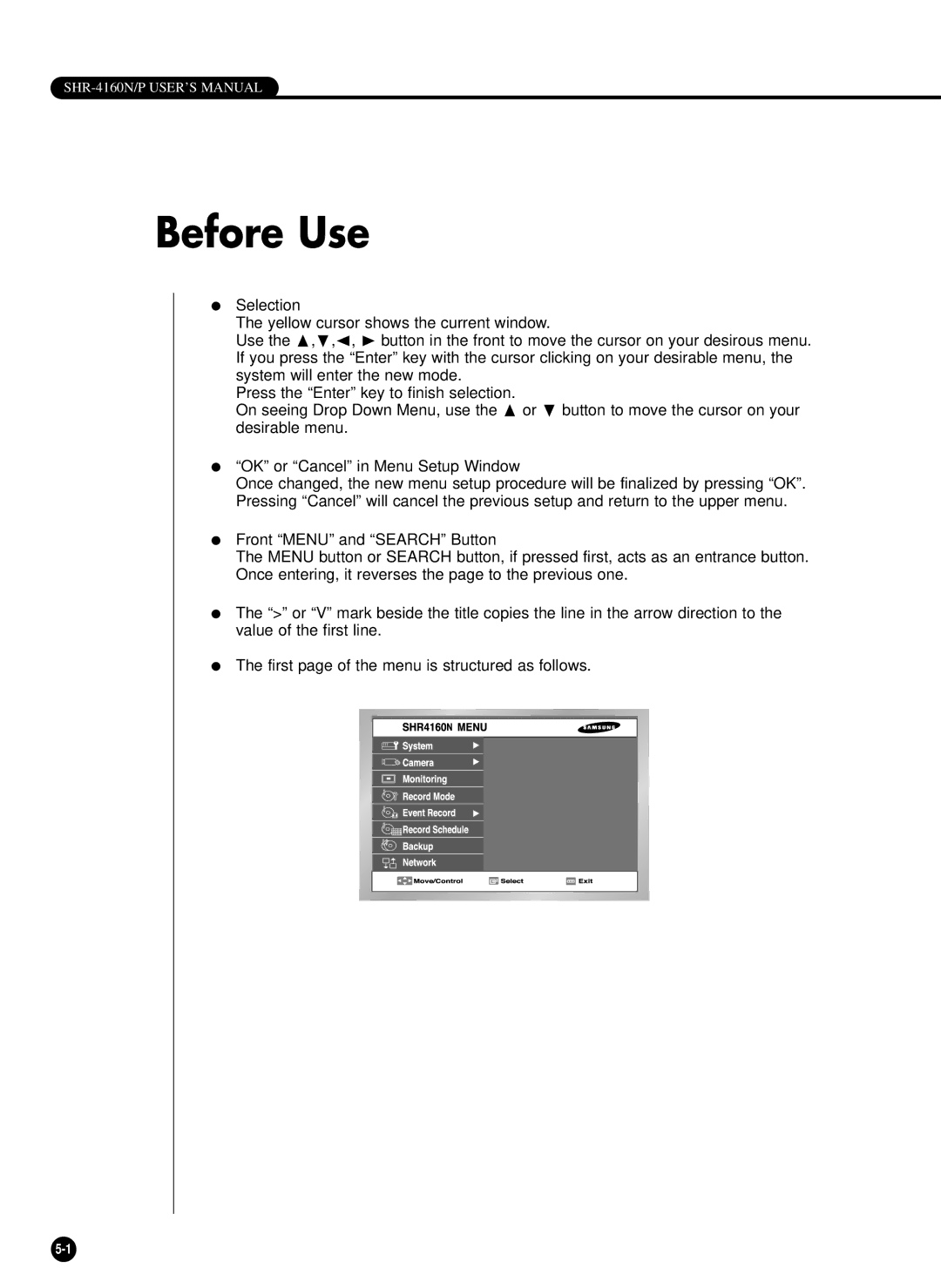 Samsung SHR-4160N, SHR-4160P user manual Before Use 