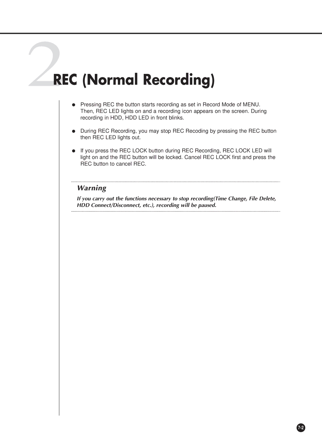 Samsung SHR-4160P, SHR-4160N user manual 2REC Normal Recording 