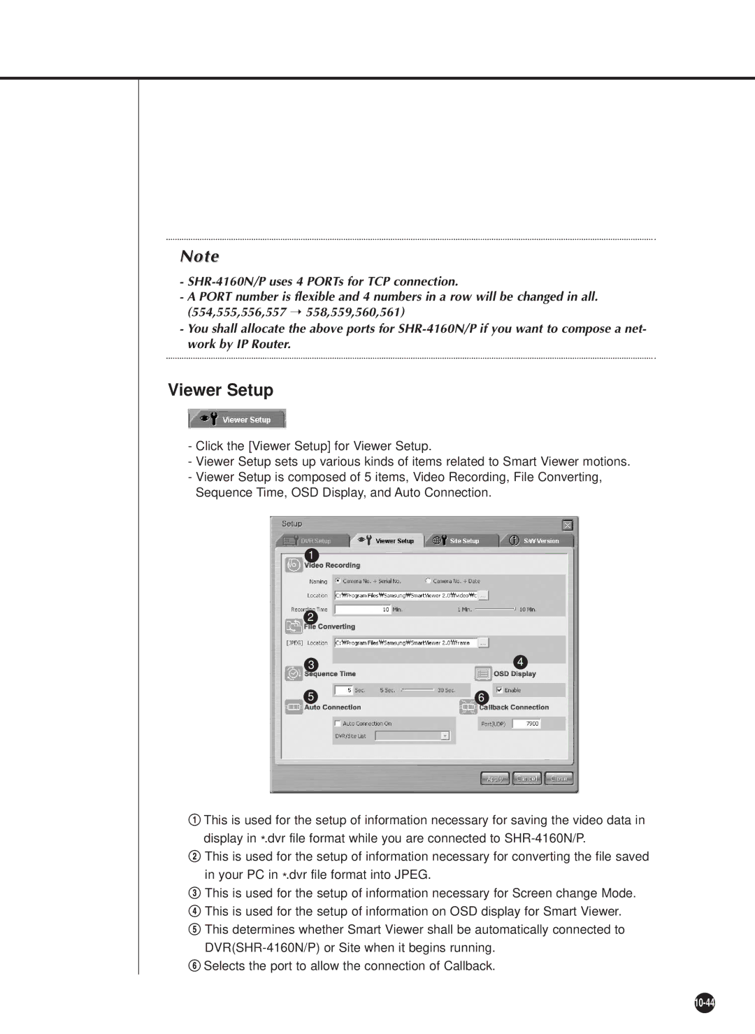 Samsung SHR-4160P/TRK manual Viewer Setup 