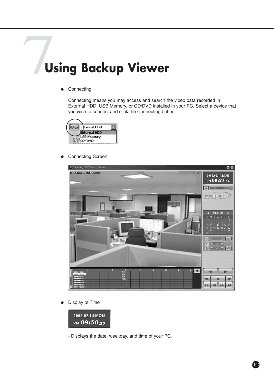 Samsung SHR-4160P/TRK manual 7Using Backup Viewer 