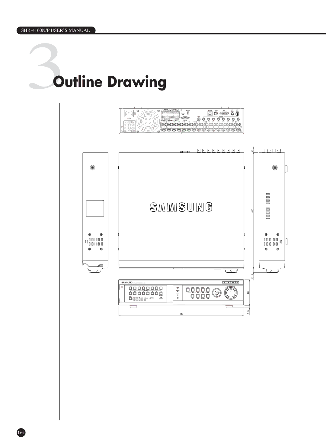 Samsung SHR-4160P/TRK manual 3Outline Drawing 