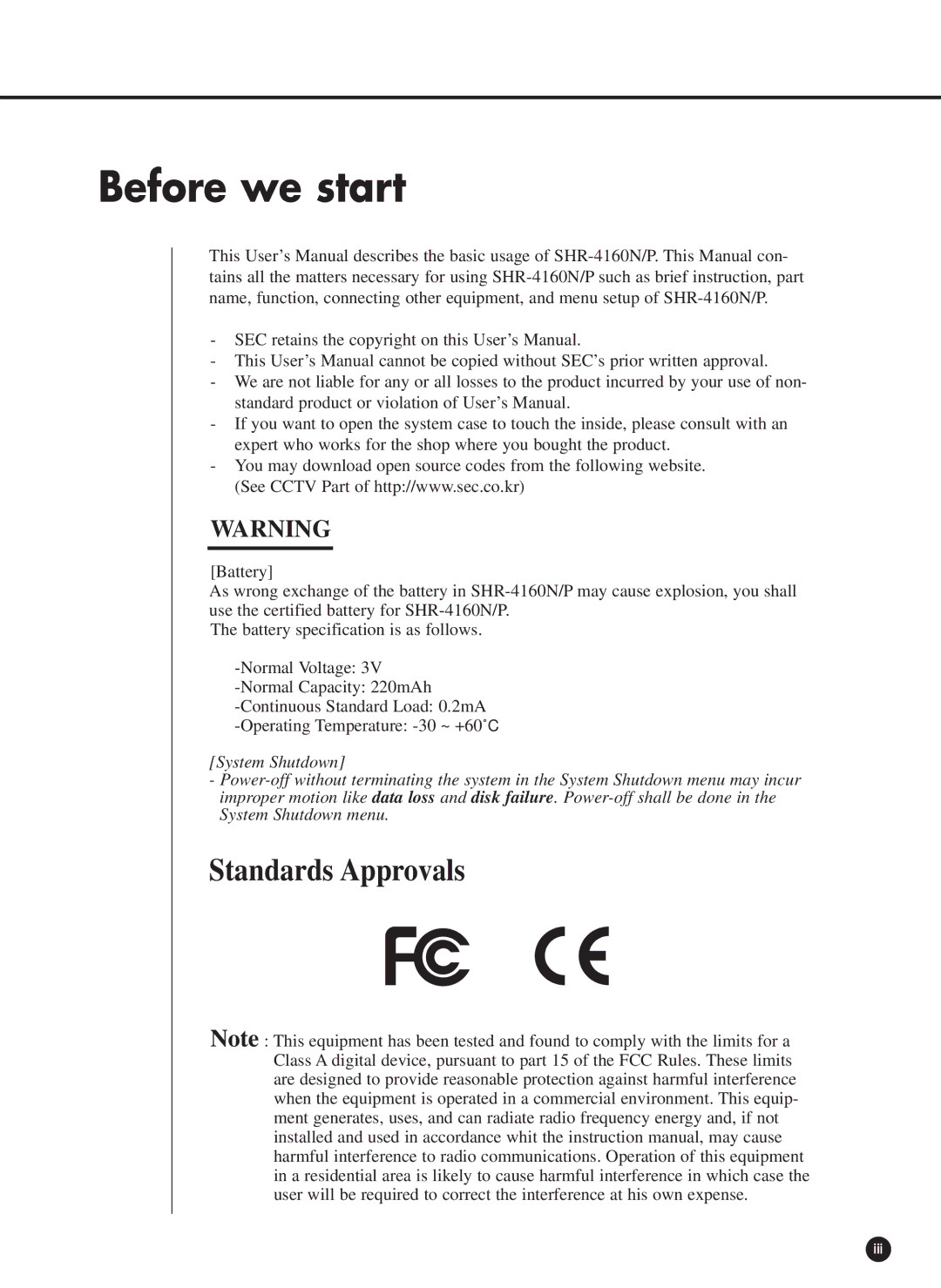 Samsung SHR-4160P/TRK manual Before we start 