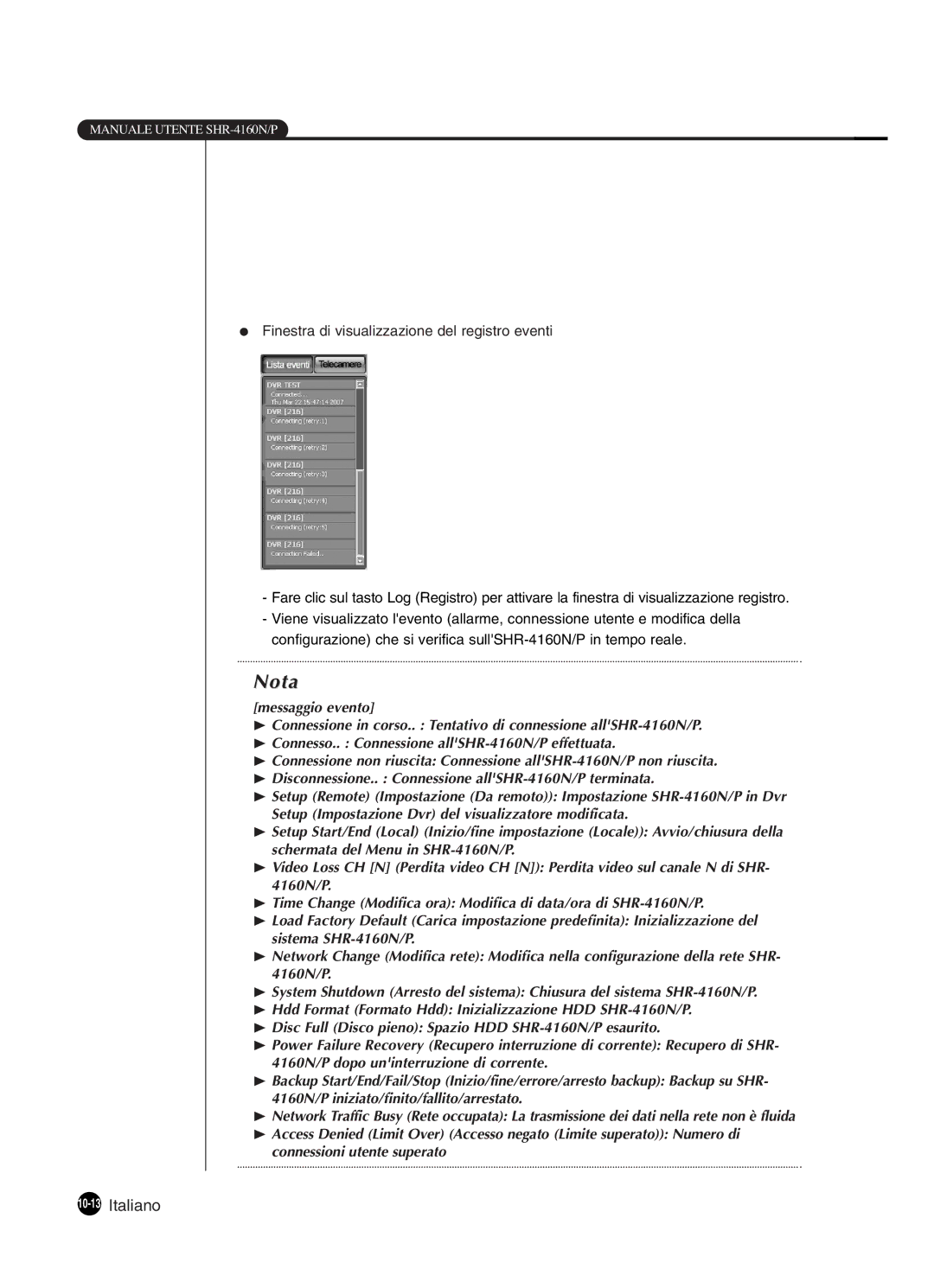 Samsung SHR-4160P manual 10-13Italiano 