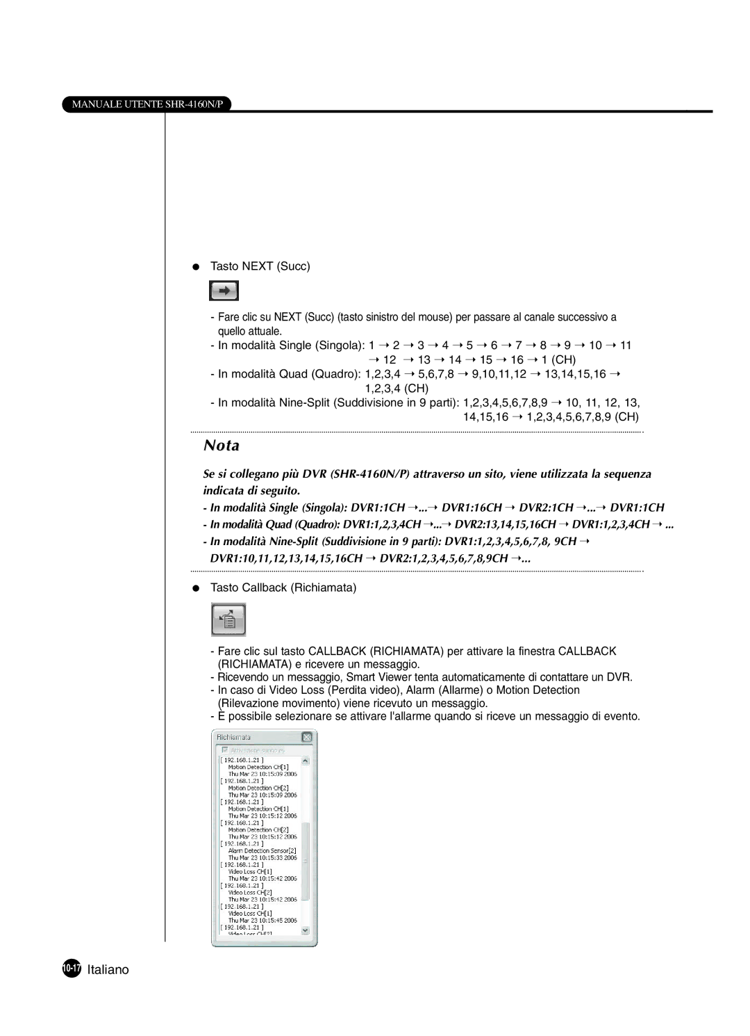 Samsung SHR-4160P manual 10-17Italiano 