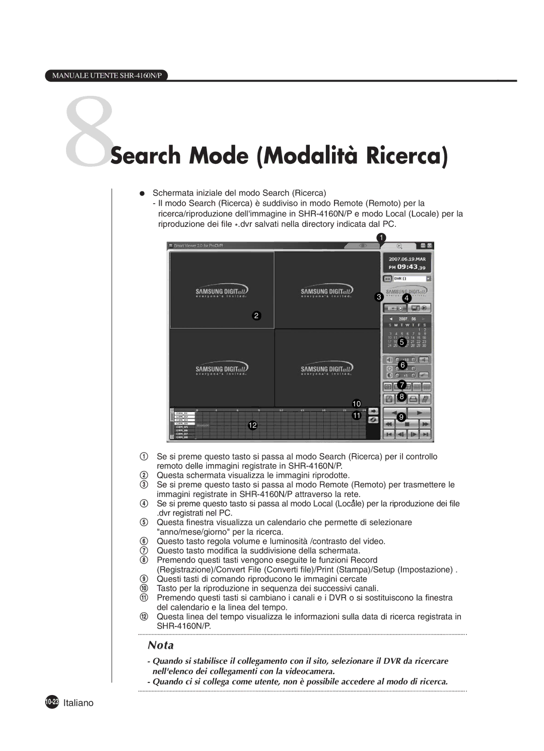 Samsung SHR-4160P manual 8Search Mode Modalità Ricerca, 10-23Italiano 