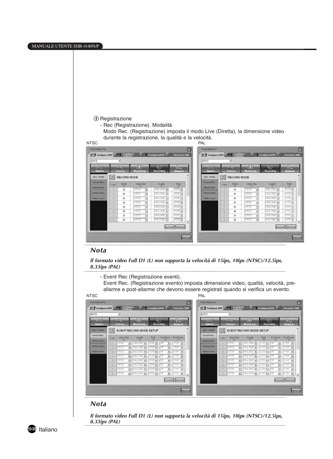 Samsung SHR-4160P manual 10-39Italiano 