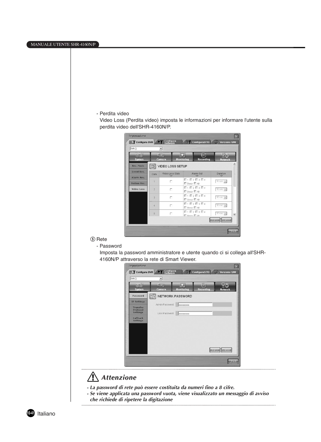 Samsung SHR-4160P manual 10-41Italiano 