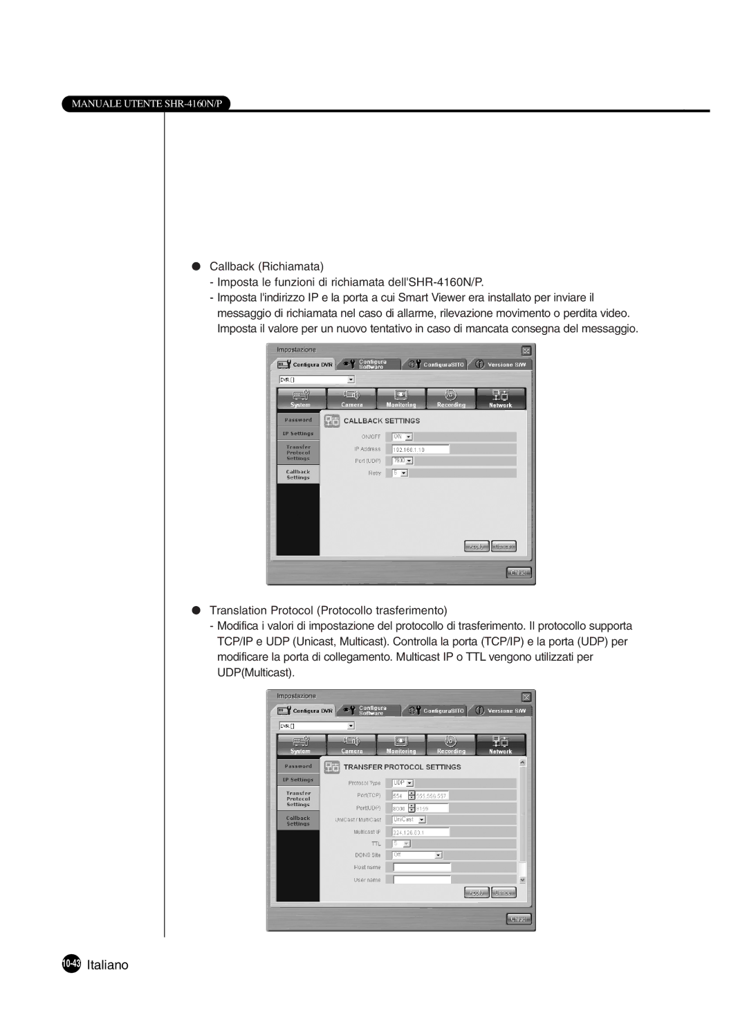 Samsung SHR-4160P manual 10-43Italiano 