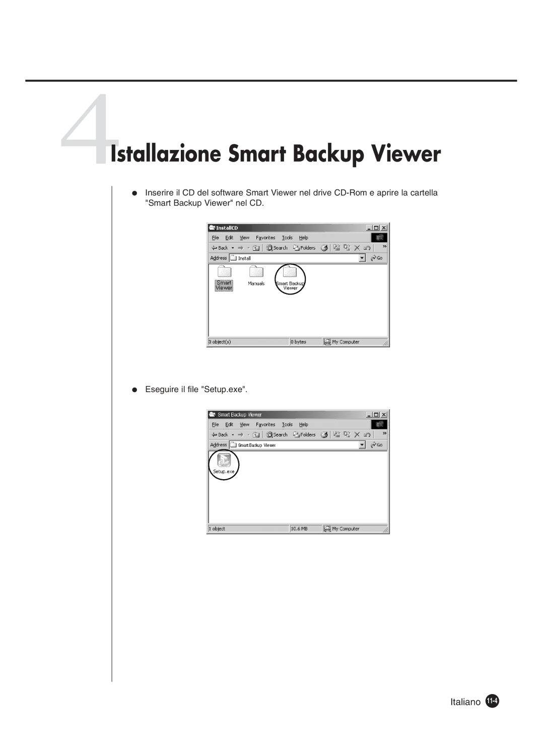 Samsung SHR-4160P manual 4Istallazione Smart Backup Viewer 