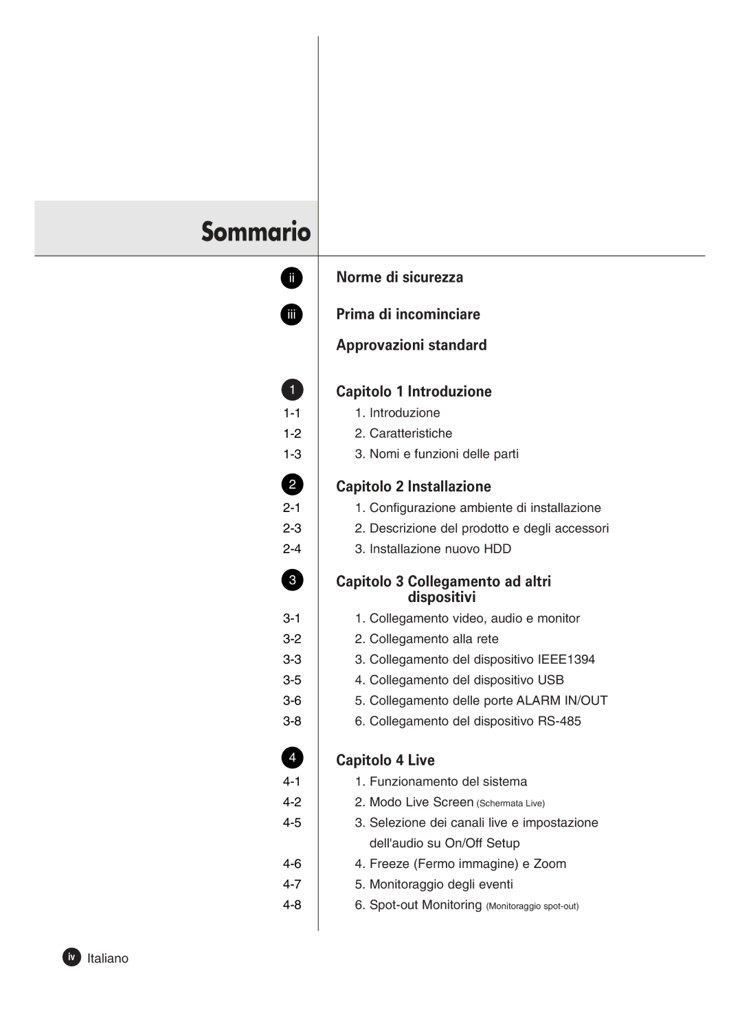 Samsung SHR-4160P manual Introduzione Caratteristiche Nomi e funzioni delle parti, Collegamento video, audio e monitor 