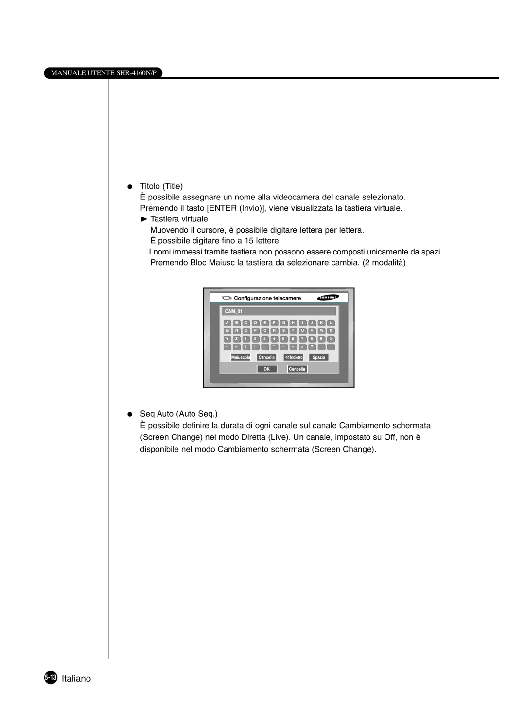 Samsung SHR-4160P manual 13Italiano, Titolo Title 