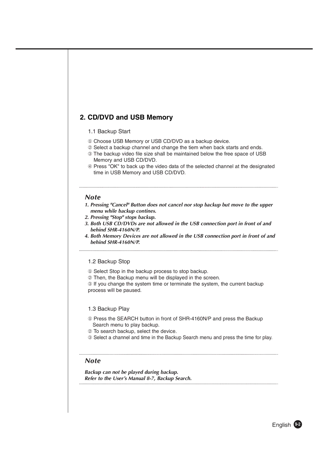 Samsung SHR-4160P manual CD/DVD and USB Memory, English 