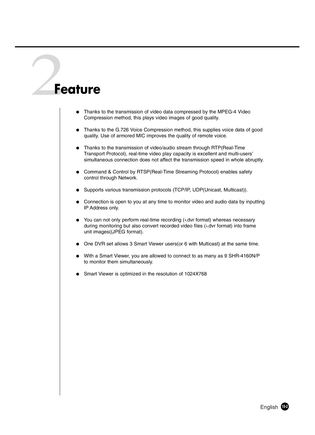 Samsung SHR-4160P manual 2Feature, English 
