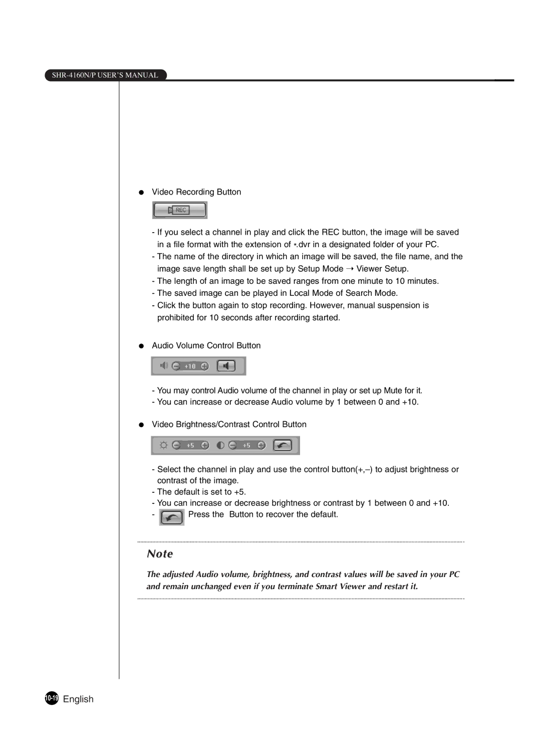 Samsung SHR-4160P manual 10-19English 