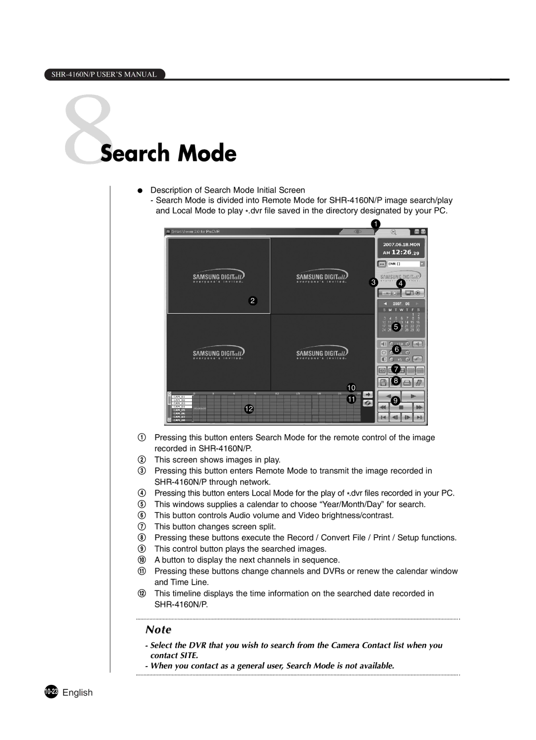 Samsung SHR-4160P manual 8Search Mode, 10-23English 