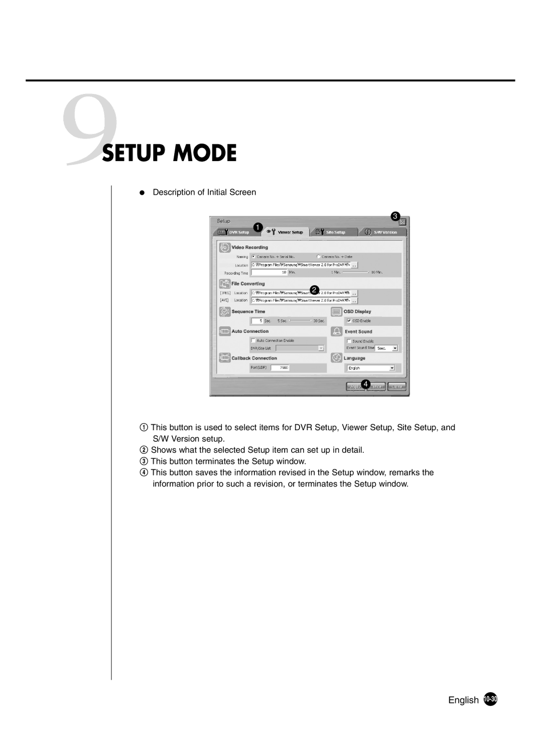 Samsung SHR-4160P manual 9SETUP Mode 