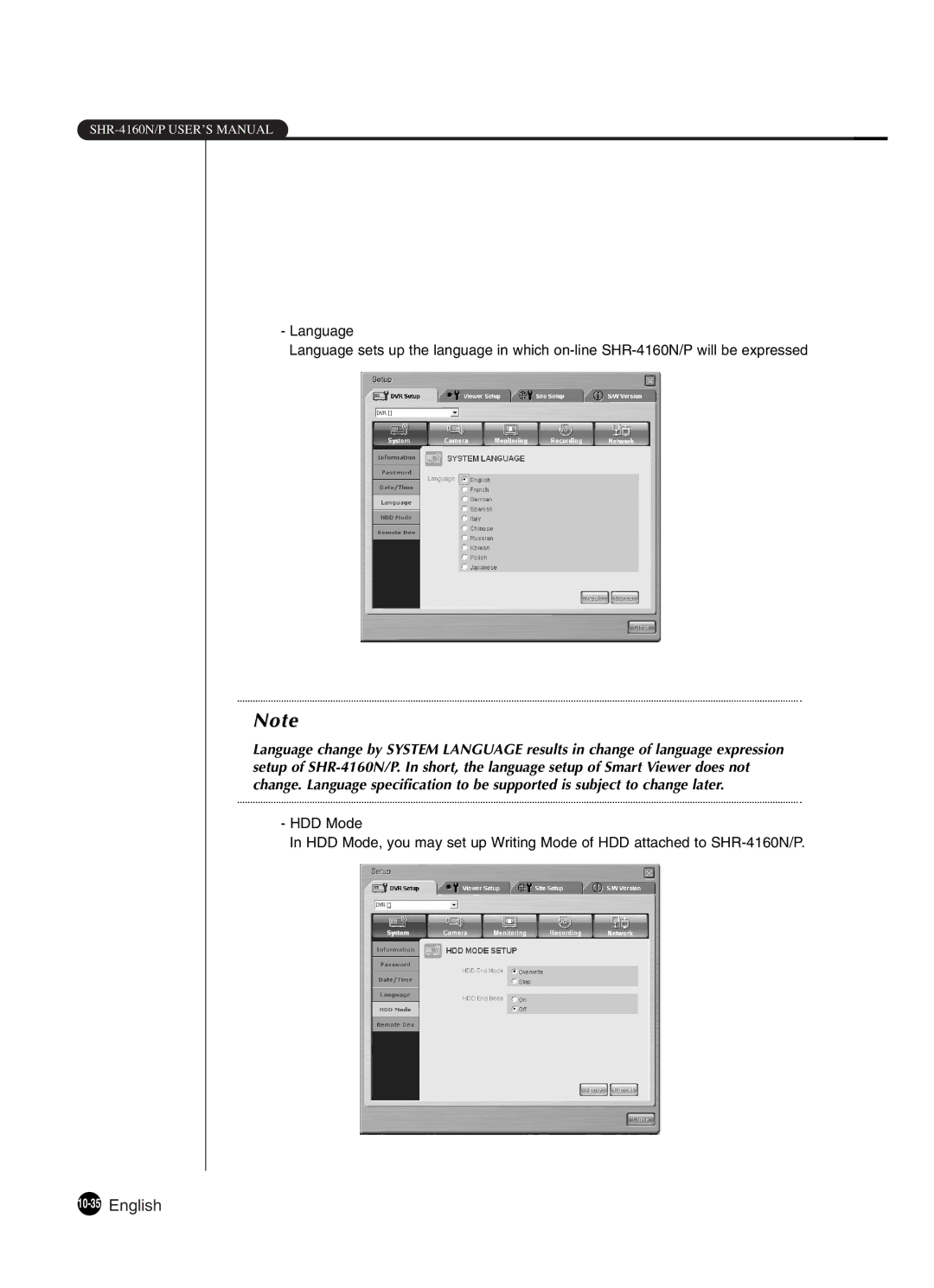 Samsung SHR-4160P manual 10-35English 