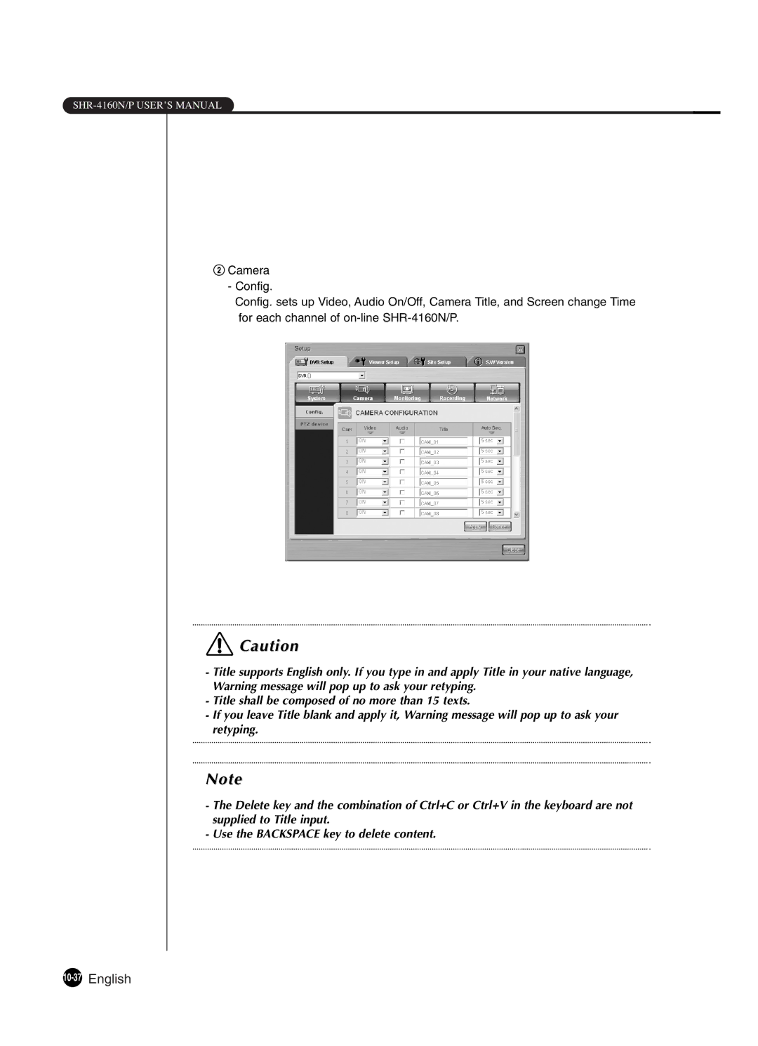 Samsung SHR-4160P manual 10-37English 