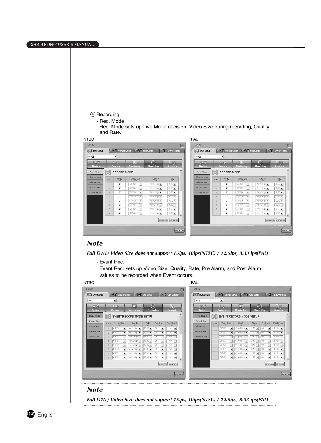 Samsung SHR-4160P manual 10-39English 