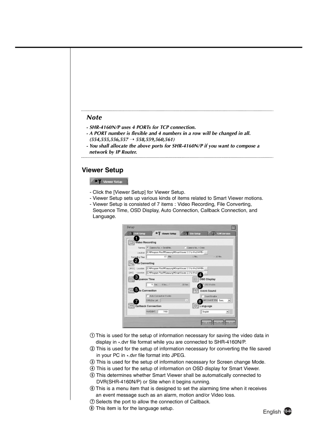 Samsung SHR-4160P manual Viewer Setup 