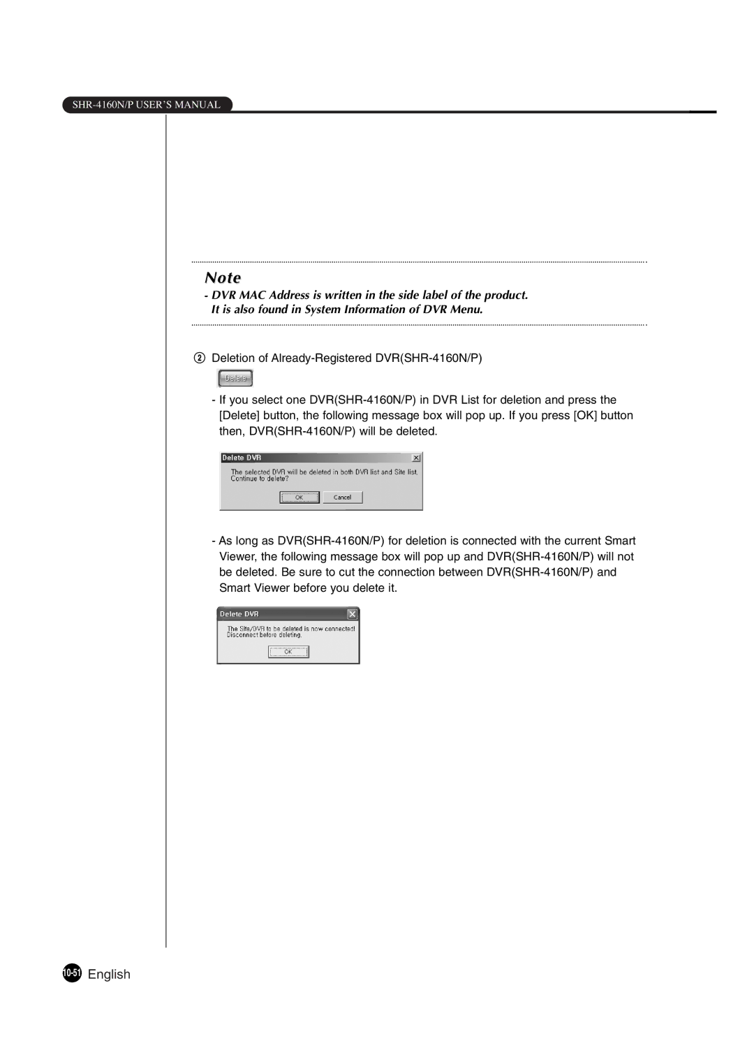 Samsung SHR-4160P manual 10-51English 