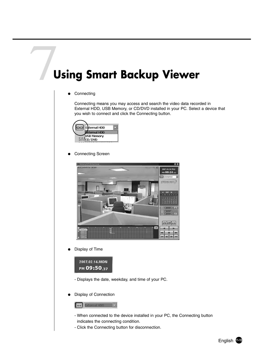 Samsung SHR-4160P manual 7Using Smart Backup Viewer 