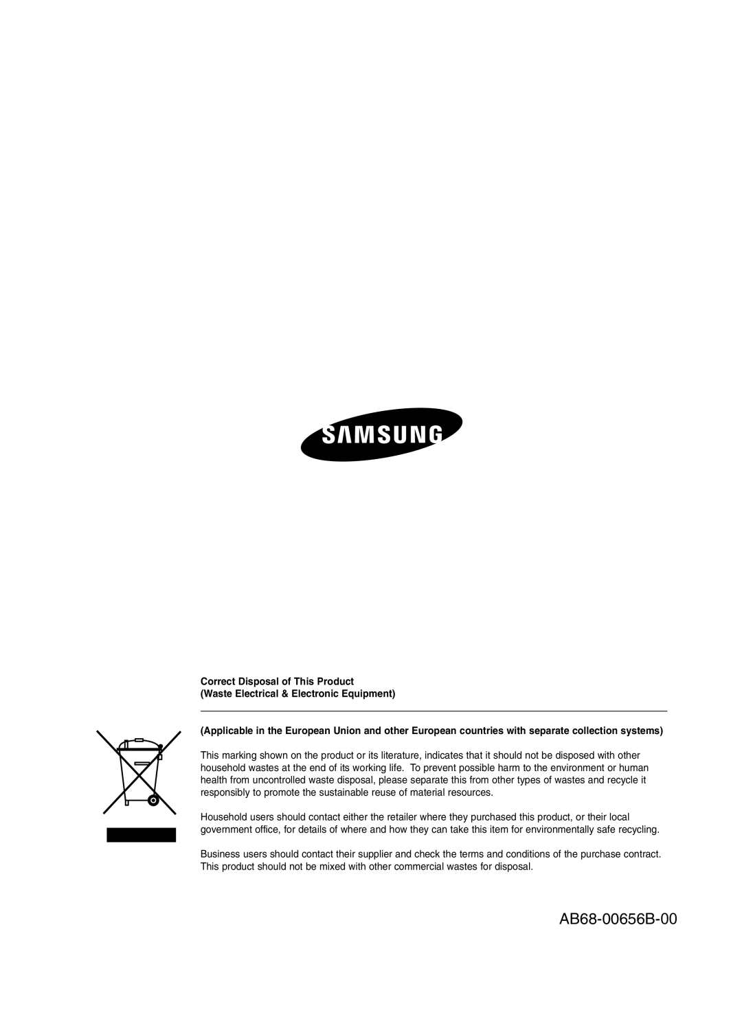 Samsung SHR-4160P manual AB68-00656B-00 