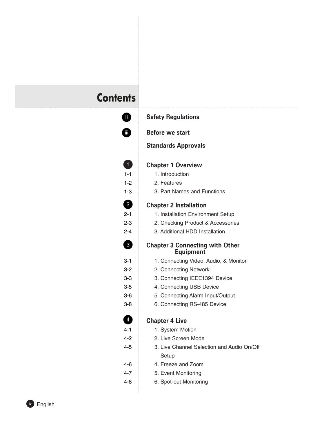 Samsung SHR-4160P manual Contents 