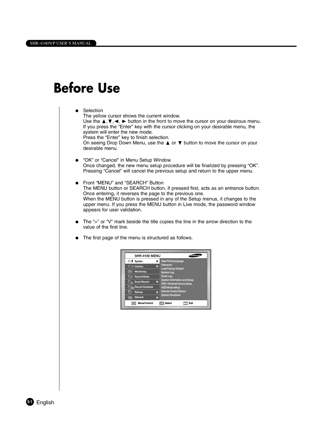 Samsung SHR-4160P manual Before Use, 1English 