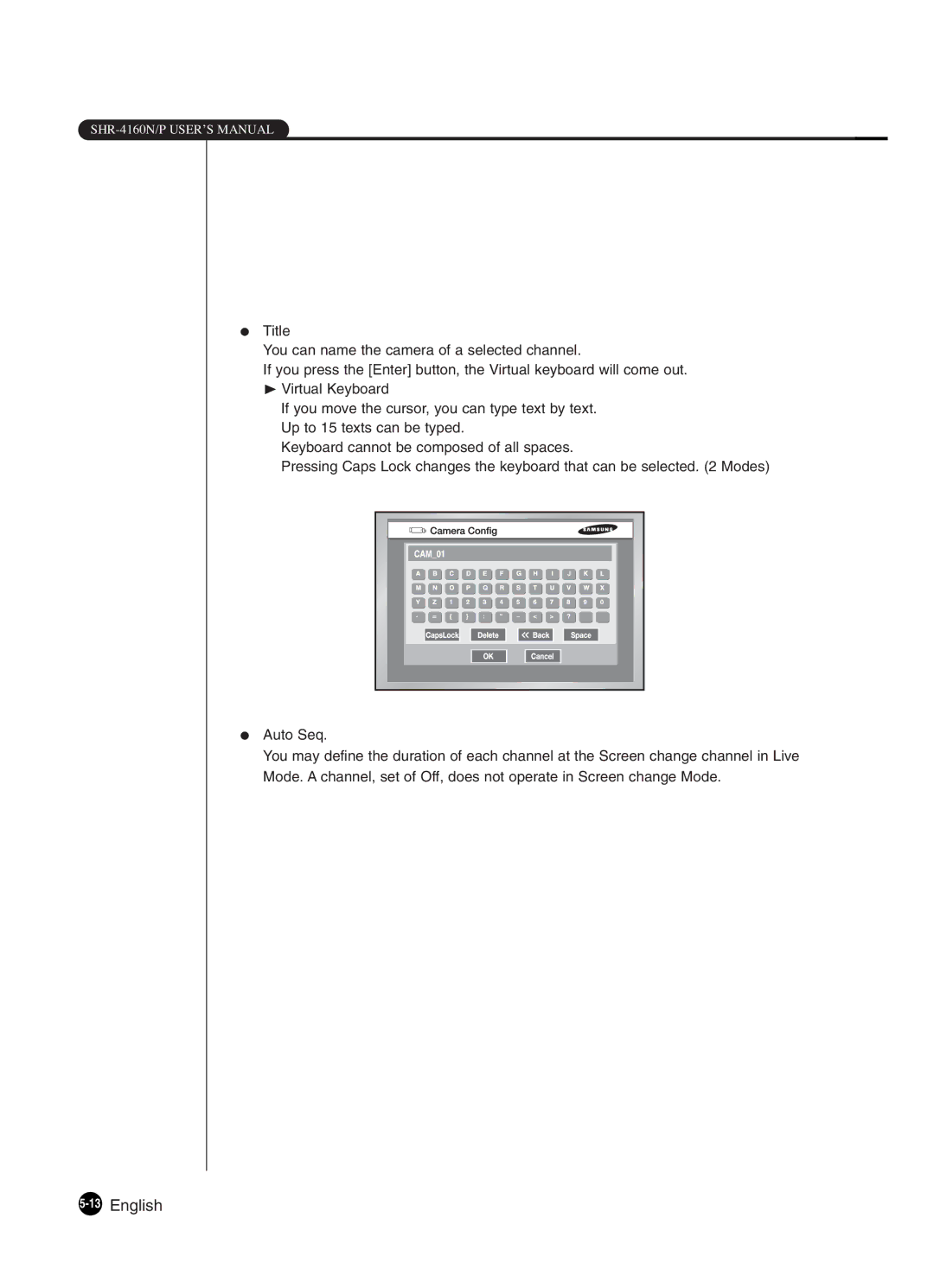 Samsung SHR-4160P manual 13English 