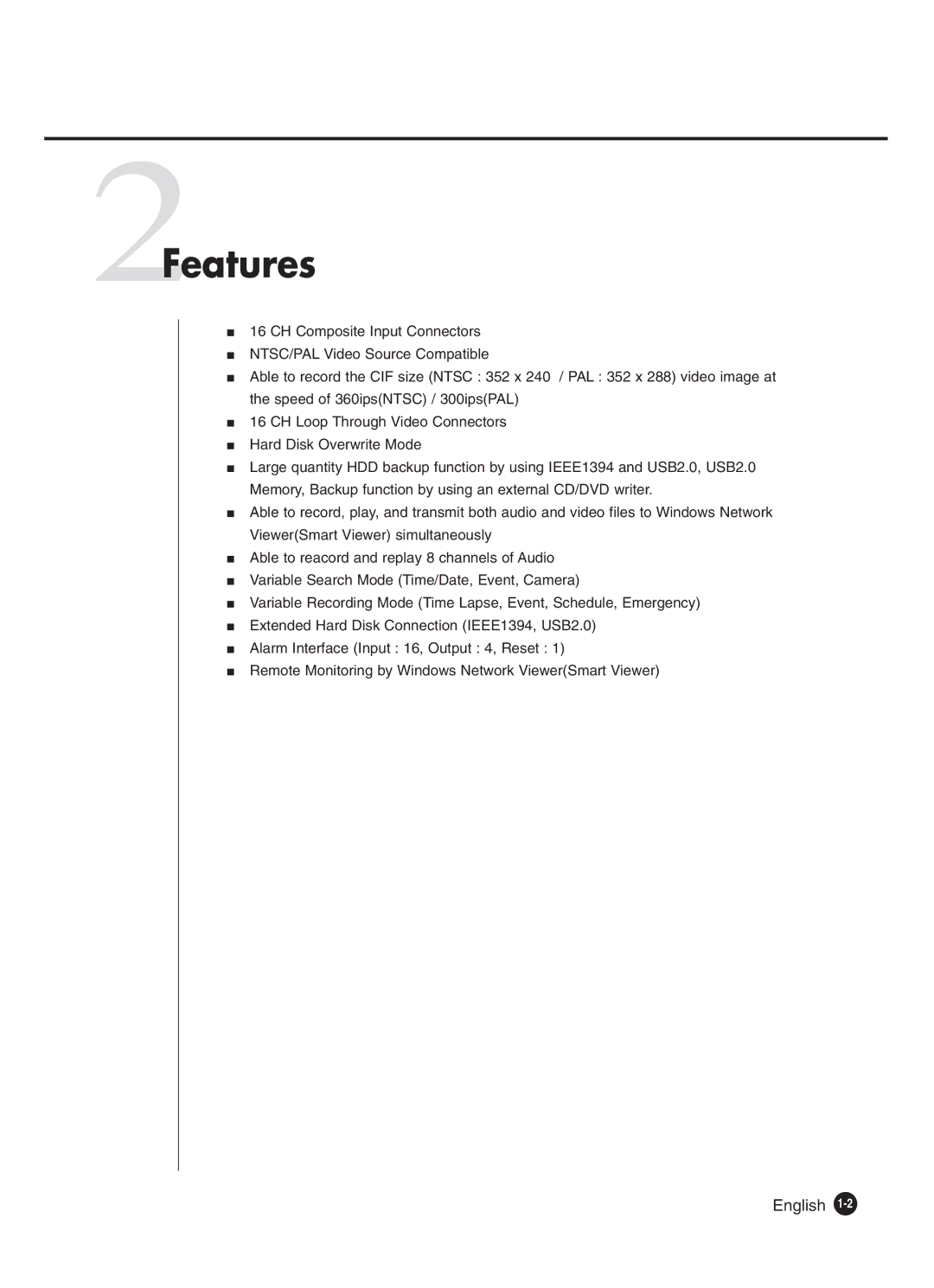 Samsung SHR-4160P manual 2Features, English 