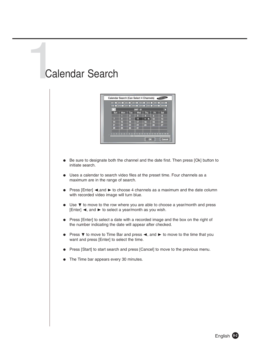 Samsung SHR-4160P manual 1Calendar Search, English 
