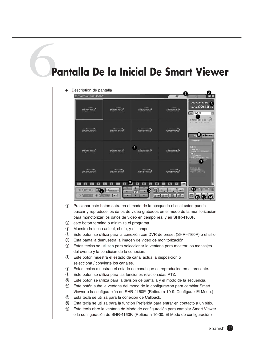 Samsung SHR-4160P manual 6Pantalla De la Inicial De Smart Viewer, Description de pantalla 