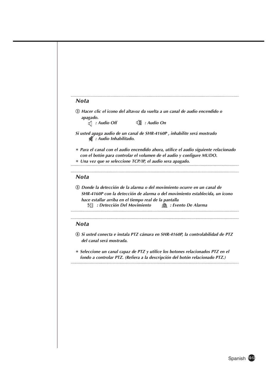 Samsung SHR-4160P manual Una vez que se seleccione TCP/IP, el audio sera apagado 