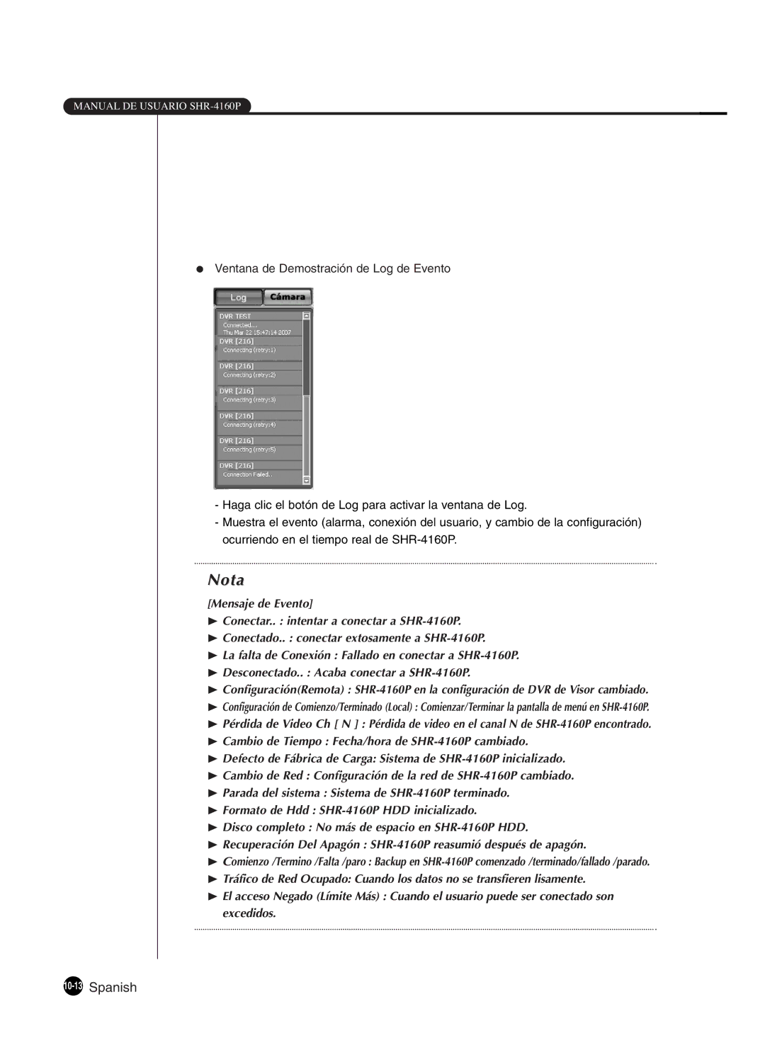 Samsung SHR-4160P manual 10-13Spanish 