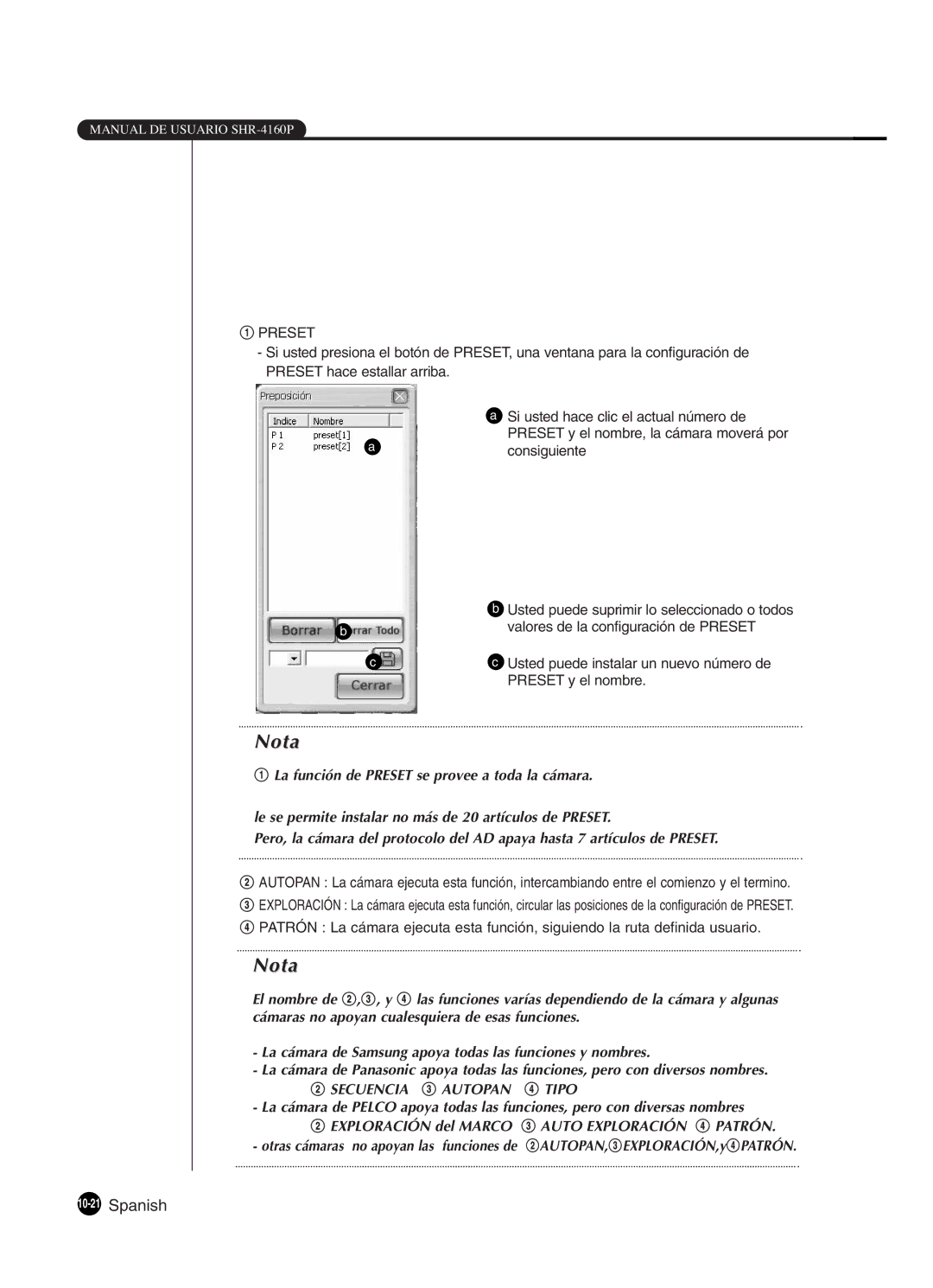 Samsung SHR-4160P manual 10-21Spanish, Aconsiguiente Usted puede suprimir lo seleccionado o todos 