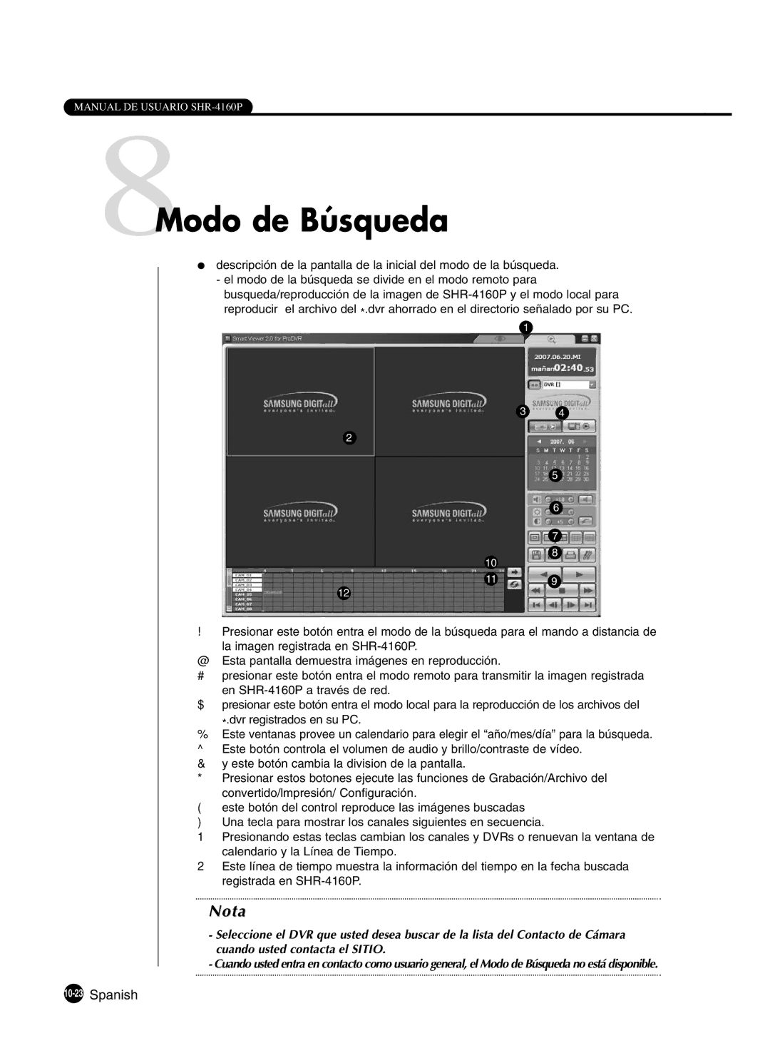 Samsung SHR-4160P manual 8Modo de Búsqueda, 10-23Spanish 