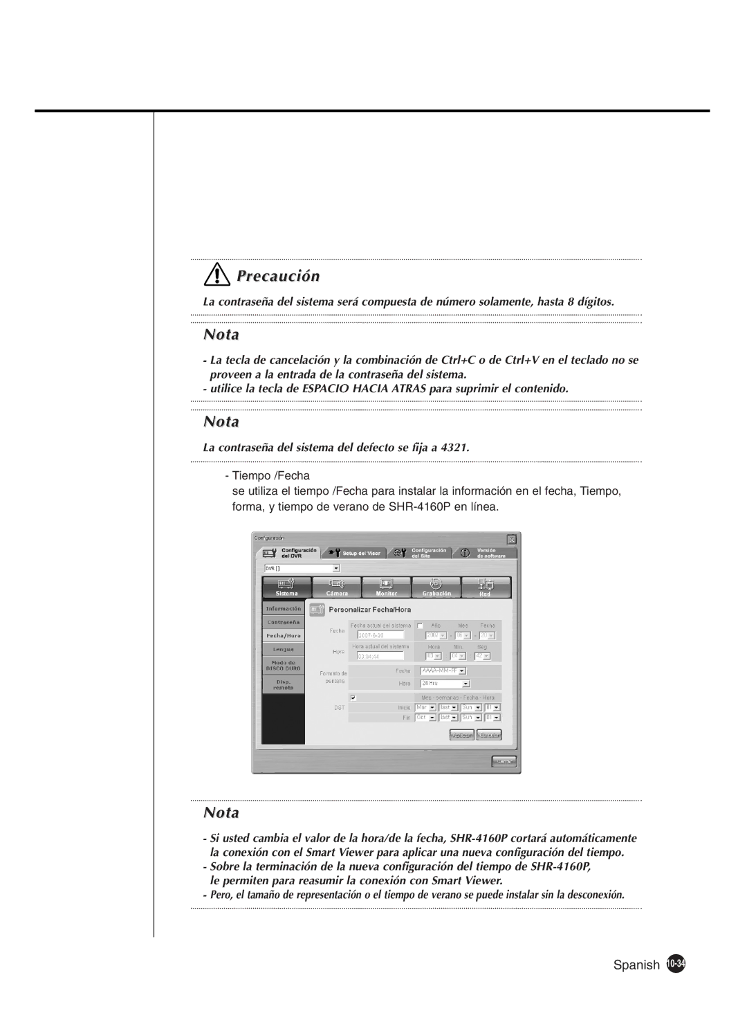 Samsung SHR-4160P manual La contraseña del sistema del defecto se fija a 