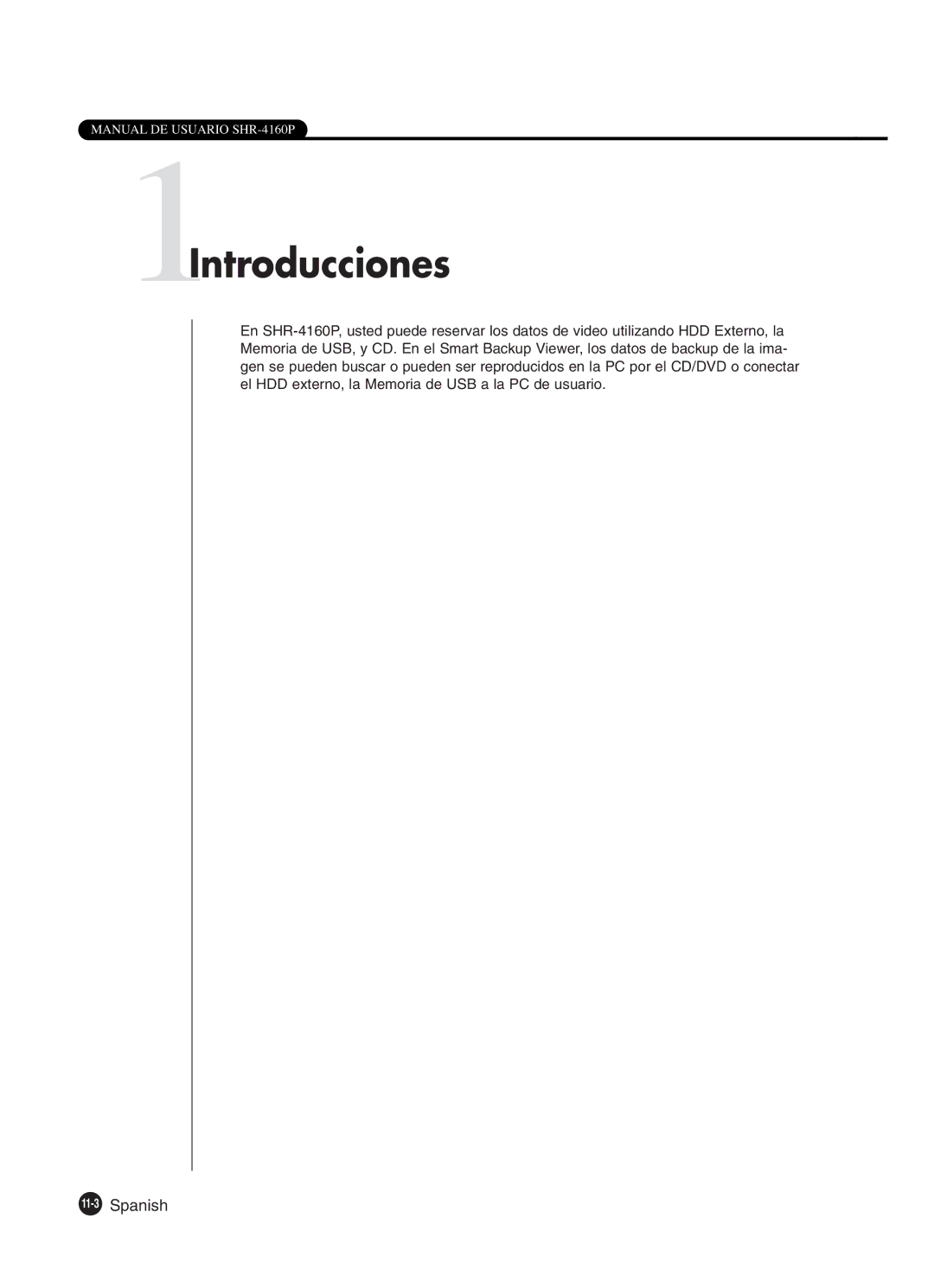 Samsung SHR-4160P manual 1Introducciones, 11-3Spanish 