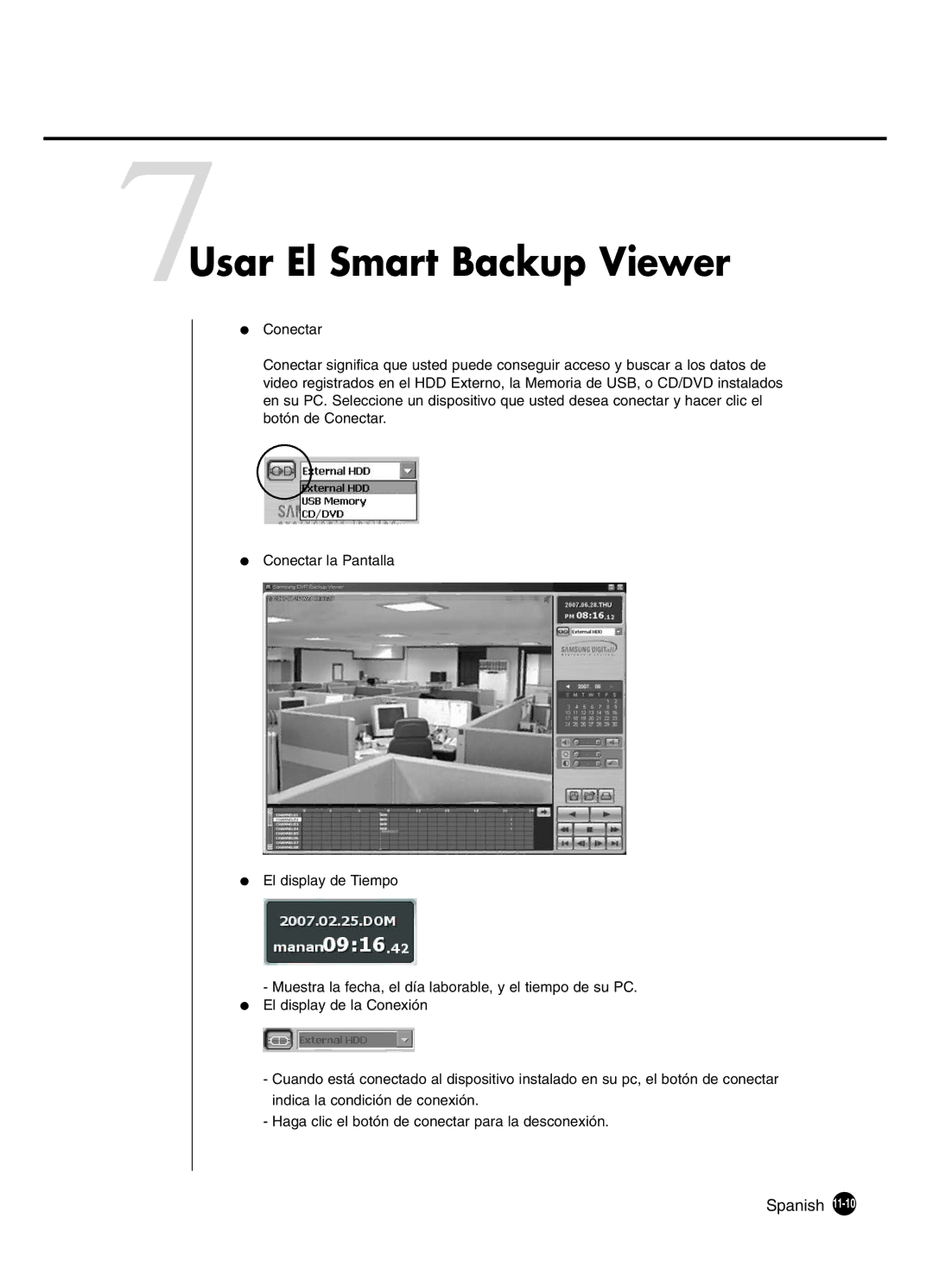 Samsung SHR-4160P manual 7Usar El Smart Backup Viewer 