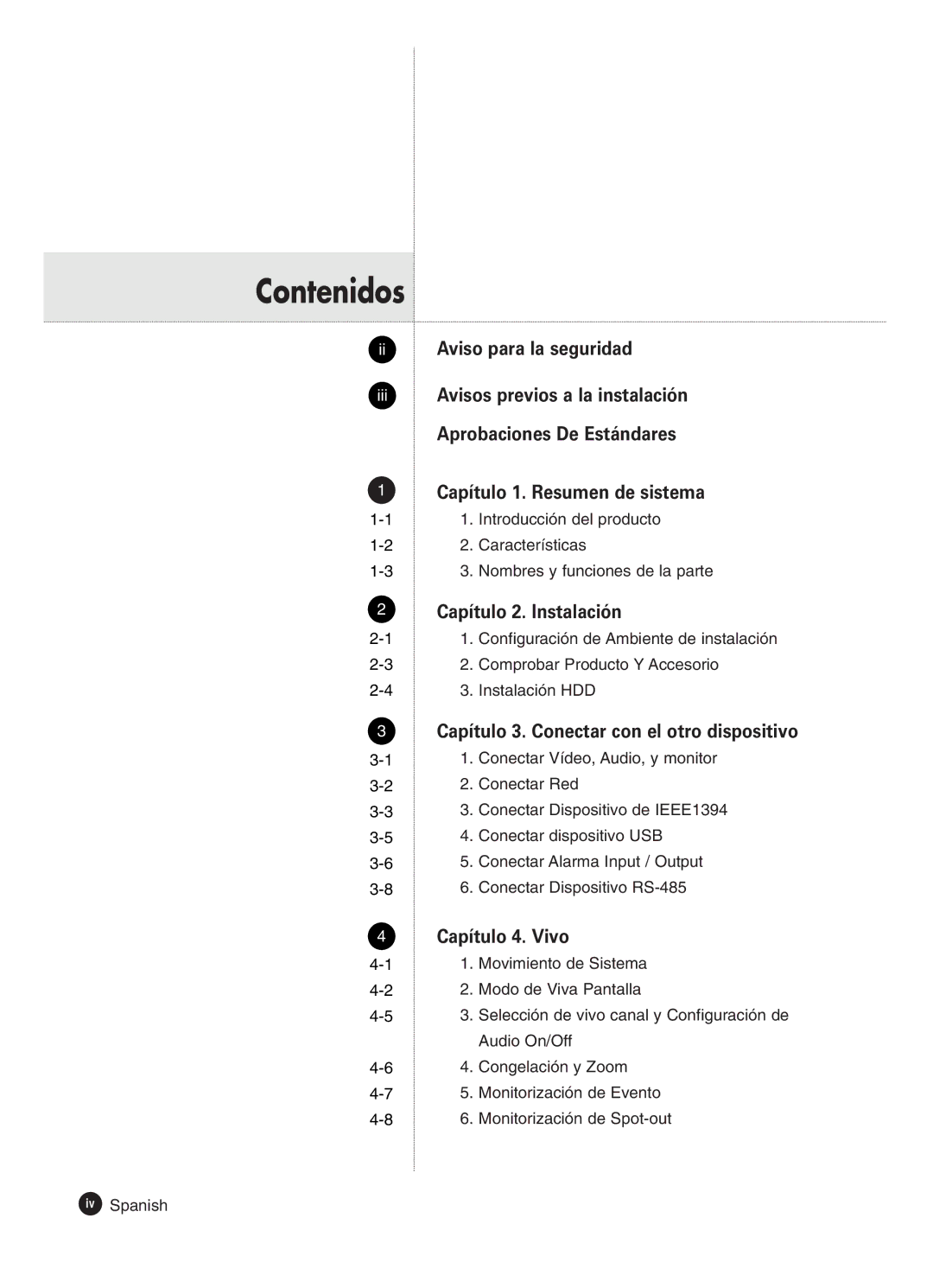 Samsung SHR-4160P manual Contenidos 