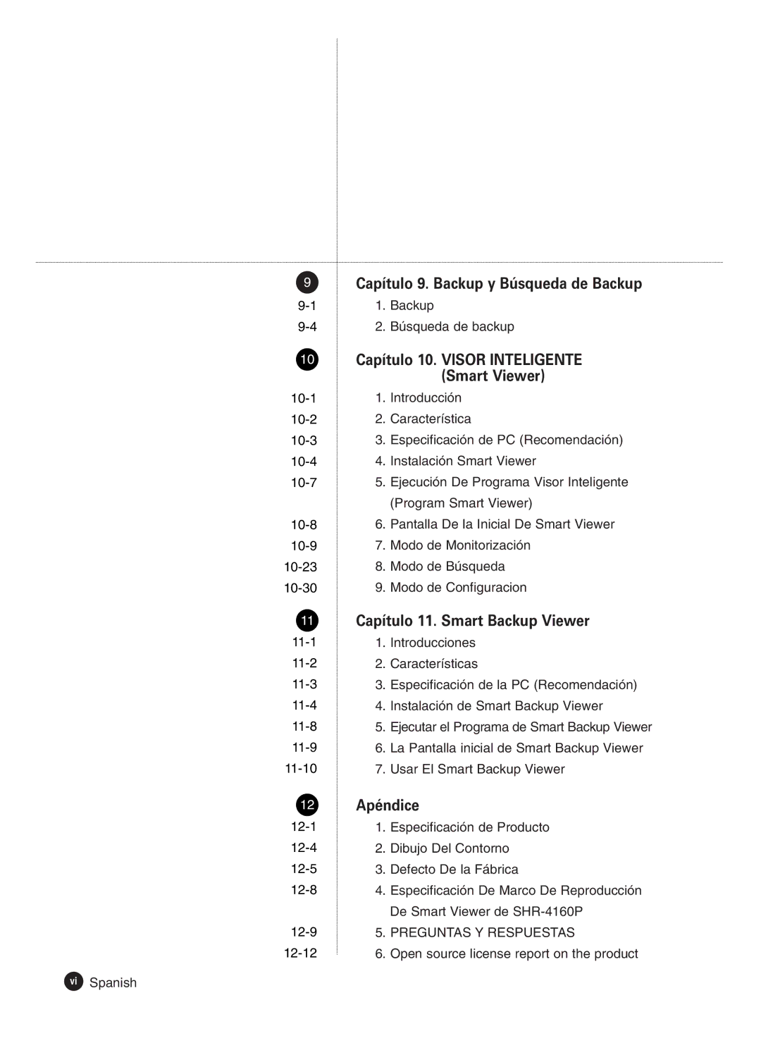 Samsung SHR-4160P manual Búsqueda de backup, Open source license report on the product Vi Spanish 