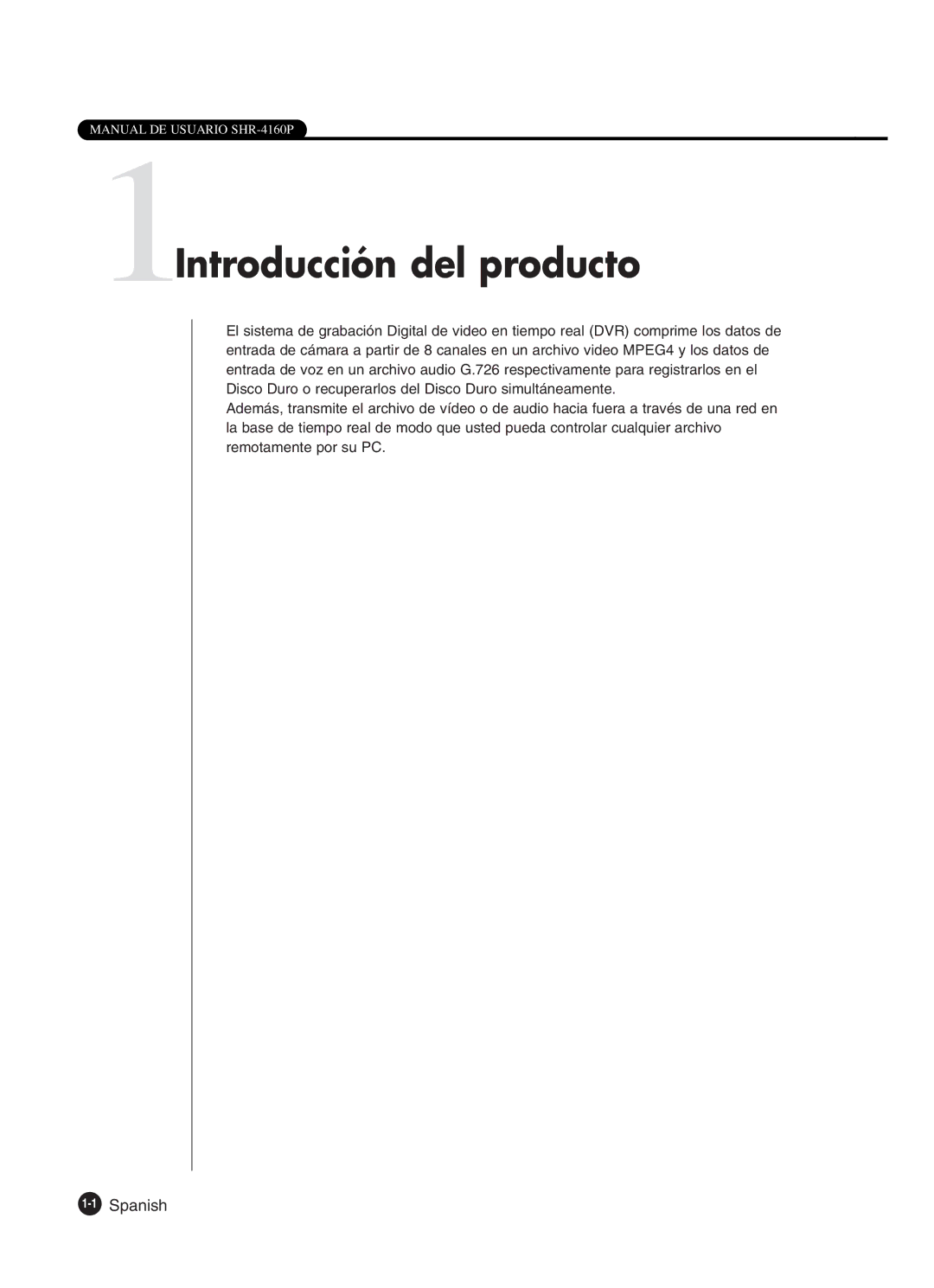 Samsung SHR-4160P manual 1Introducción del producto, 1Spanish 