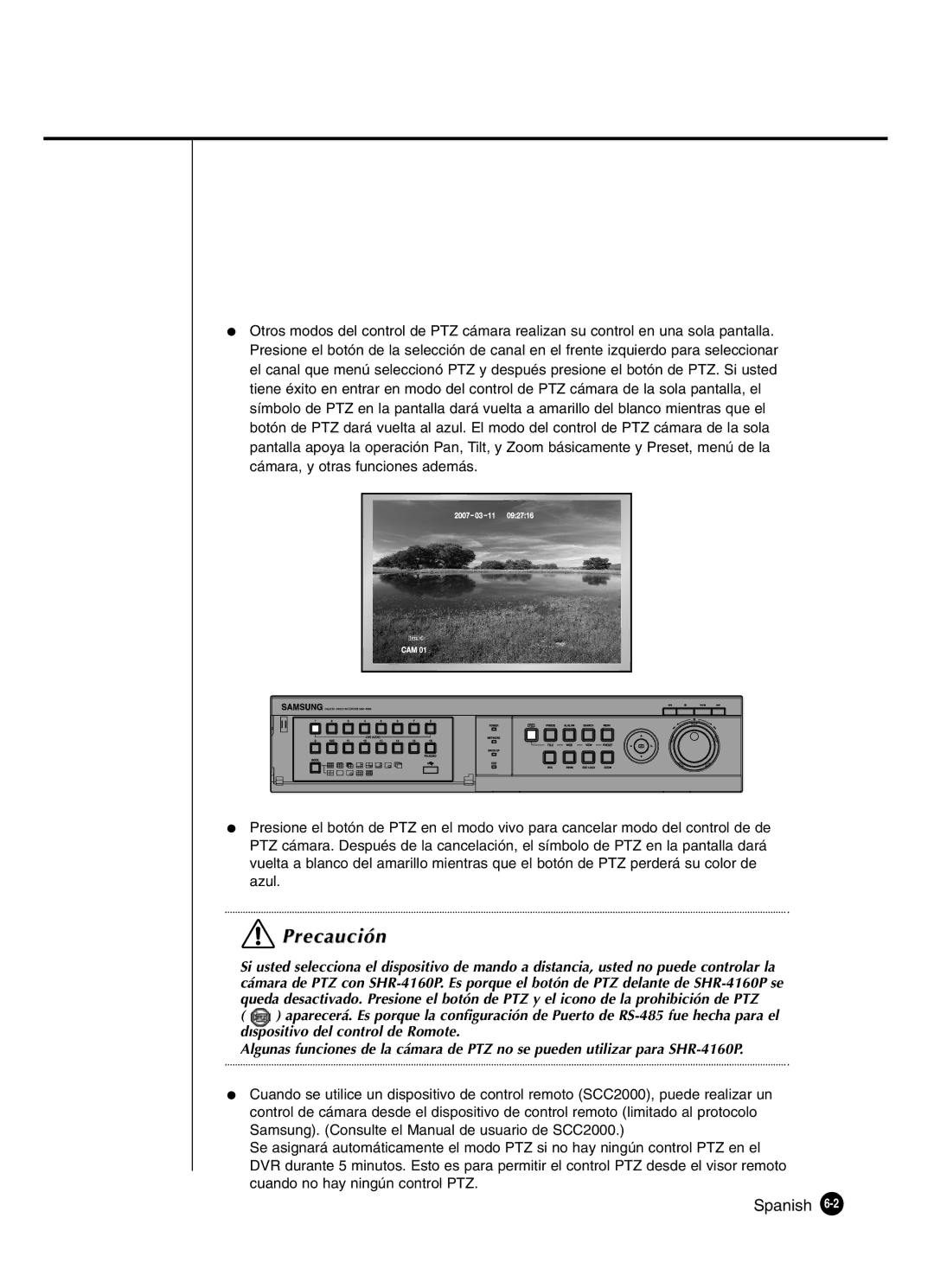 Samsung SHR-4160P manual Precaución 