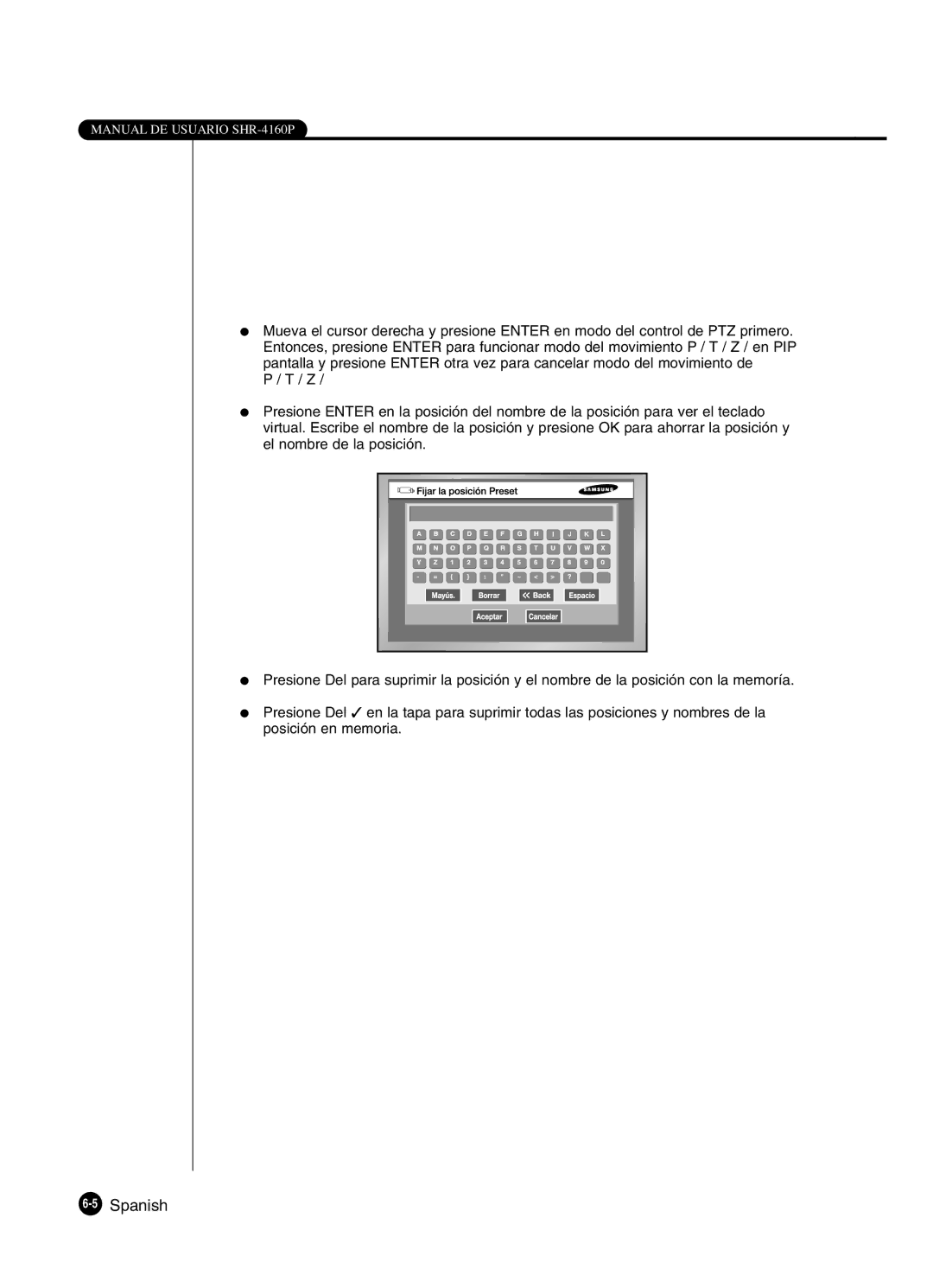 Samsung SHR-4160P manual 5Spanish 