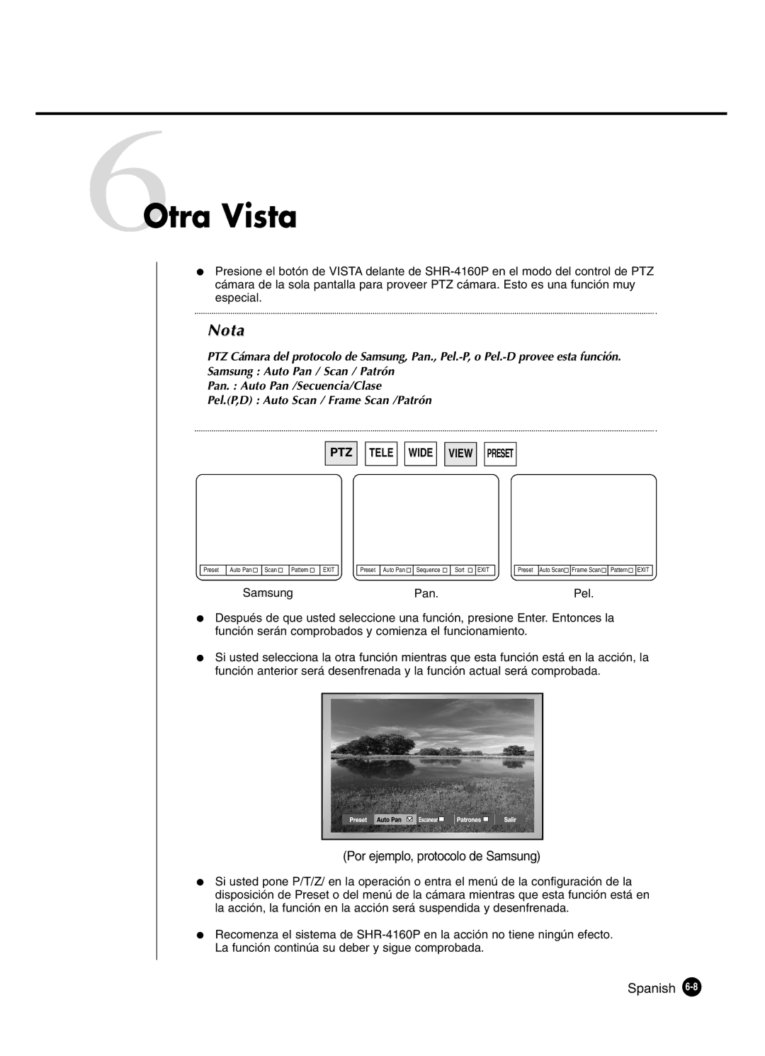 Samsung SHR-4160P manual 6Otra Vista, Samsung, Pan 